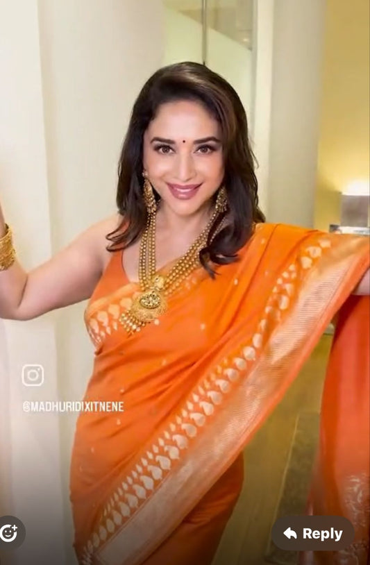 Product Image - Exquisite Pure Silk Banarasi Saree with Gold Jari and Butta Design