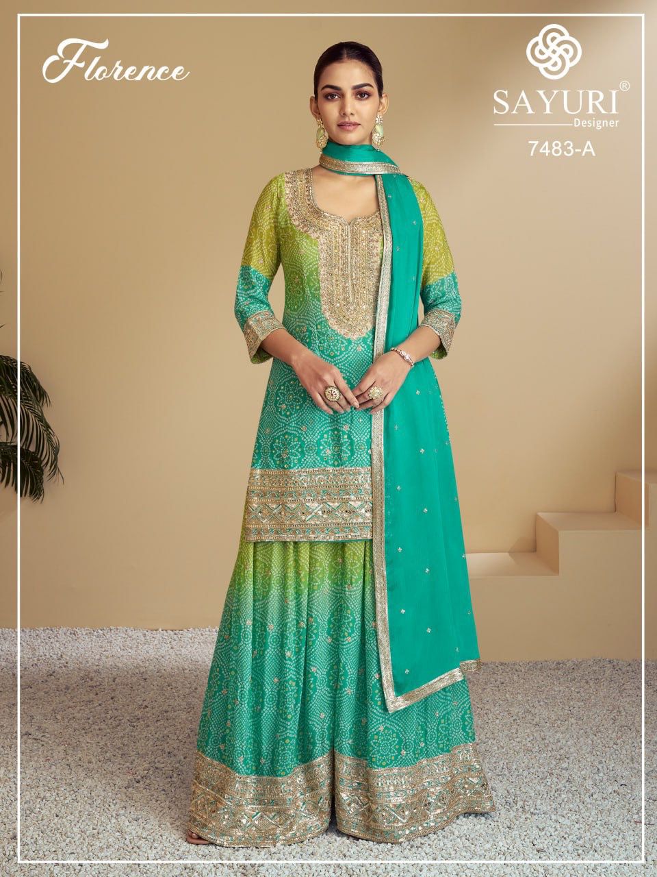 Product Image - Designer Florence Color Georgette Ethnic Wear - Festive & Wedding Outfit