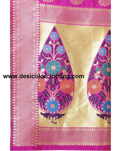 Pink Coloured Poly Silk Jacquard Partywear saree