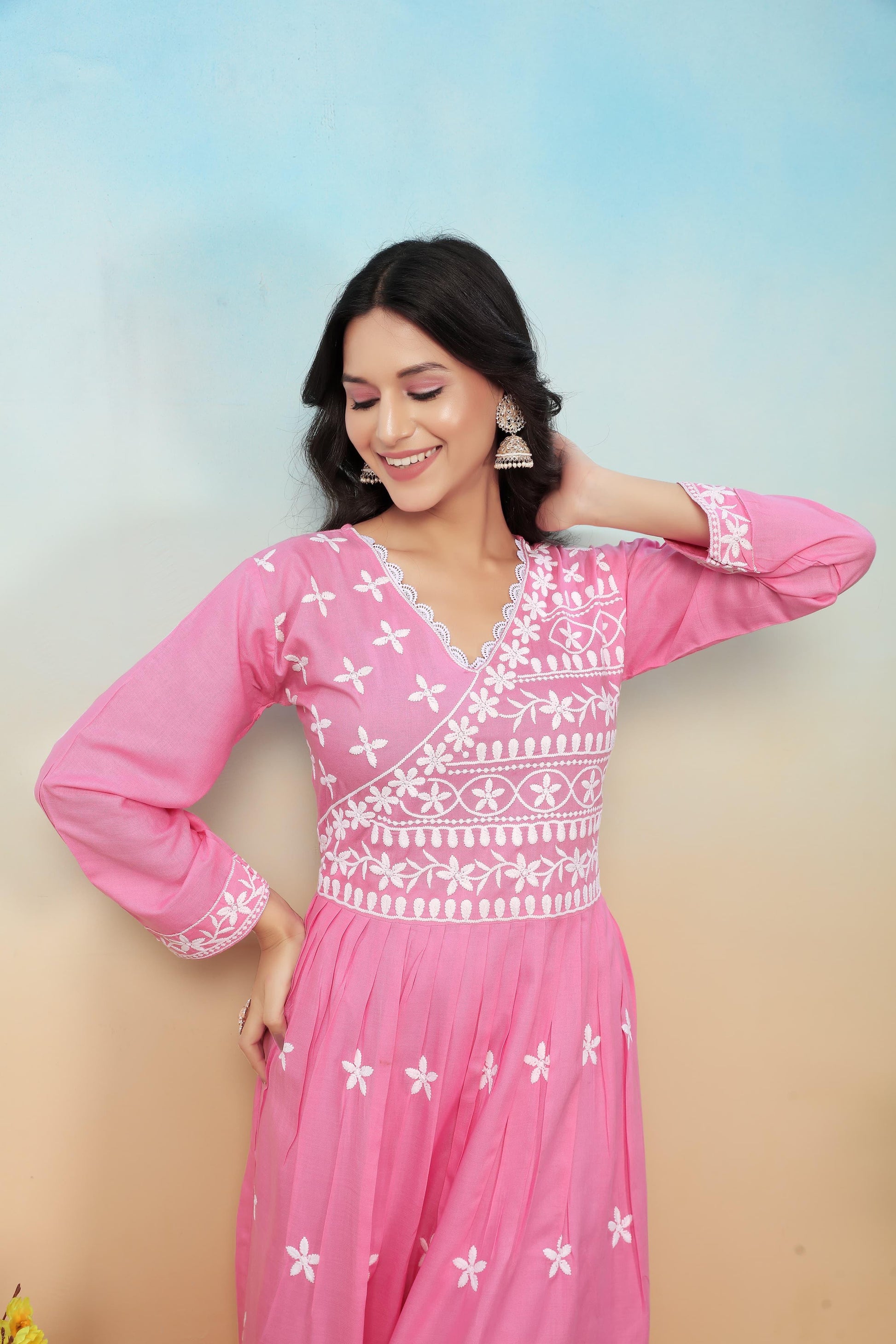 Product Image - Premium Heavy Rayon Designer Saree with Chikankari Embroidery | Festive Wear