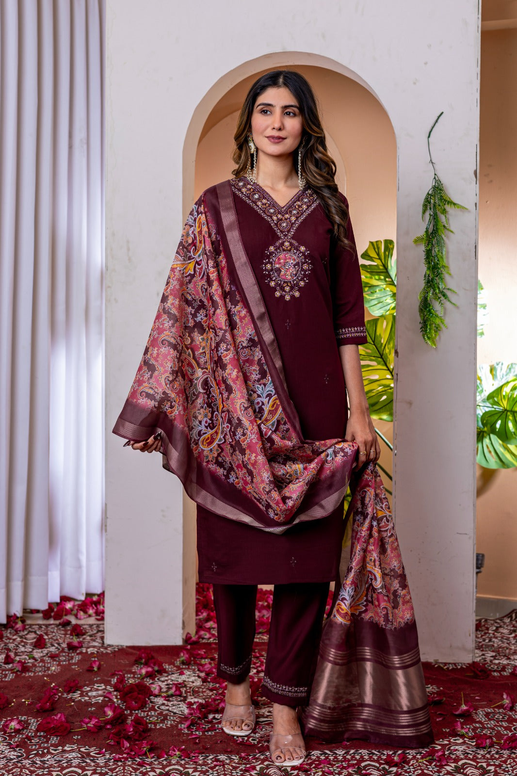 Product Image - Designer Straight Kurti Pant Dupatta Set - Festive Attire