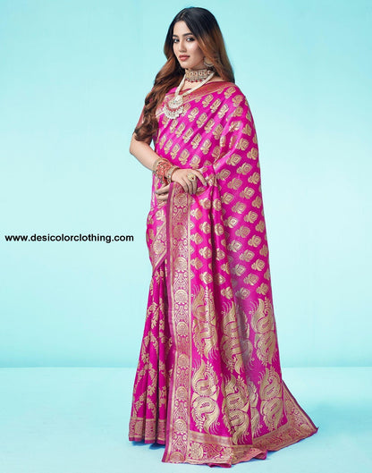 Rani Pink Jacquard Silk Saree