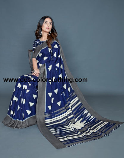 Blue Coloured Poly Silk Printed Casual saree