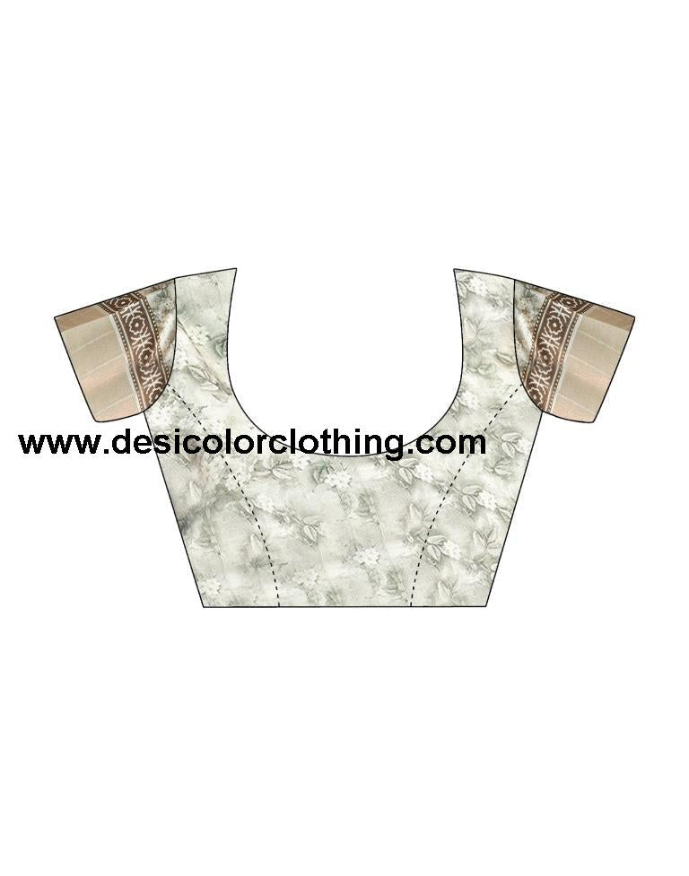 Beige Silk Printed Sarees