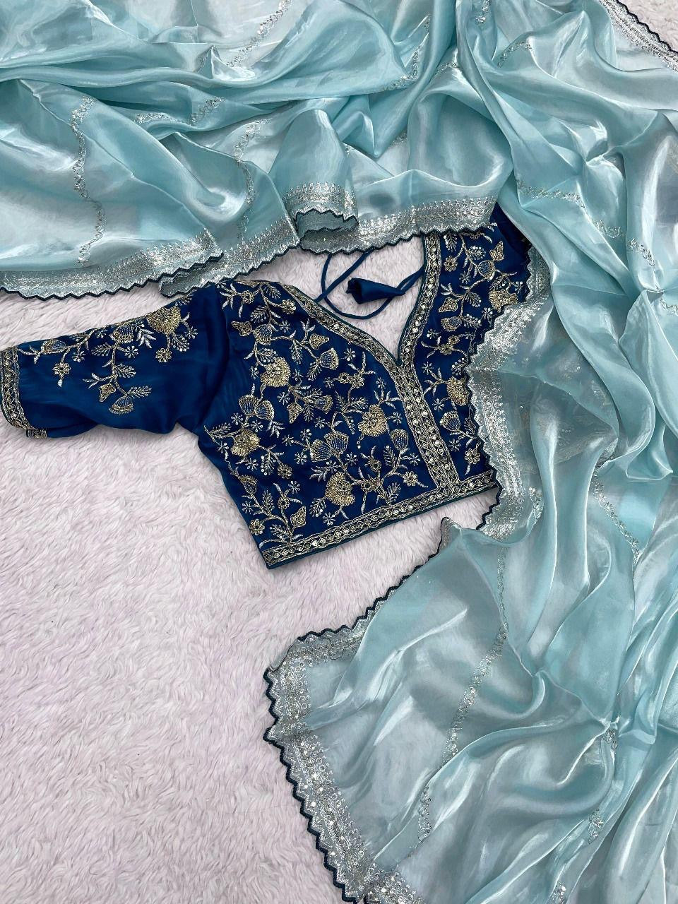 Jimmy Choo Designer Sarees with Stitched Blouse – Luxury Look