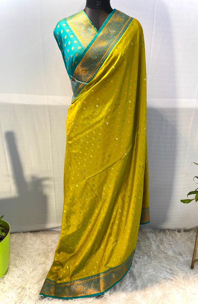 Product Image - Exquisite Pure Soft Paithani Silk Saree with Contrast Weaving Border