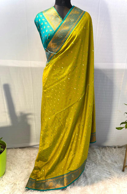 Product Image - Exquisite Pure Soft Paithani Silk Saree with Contrast Weaving Border
