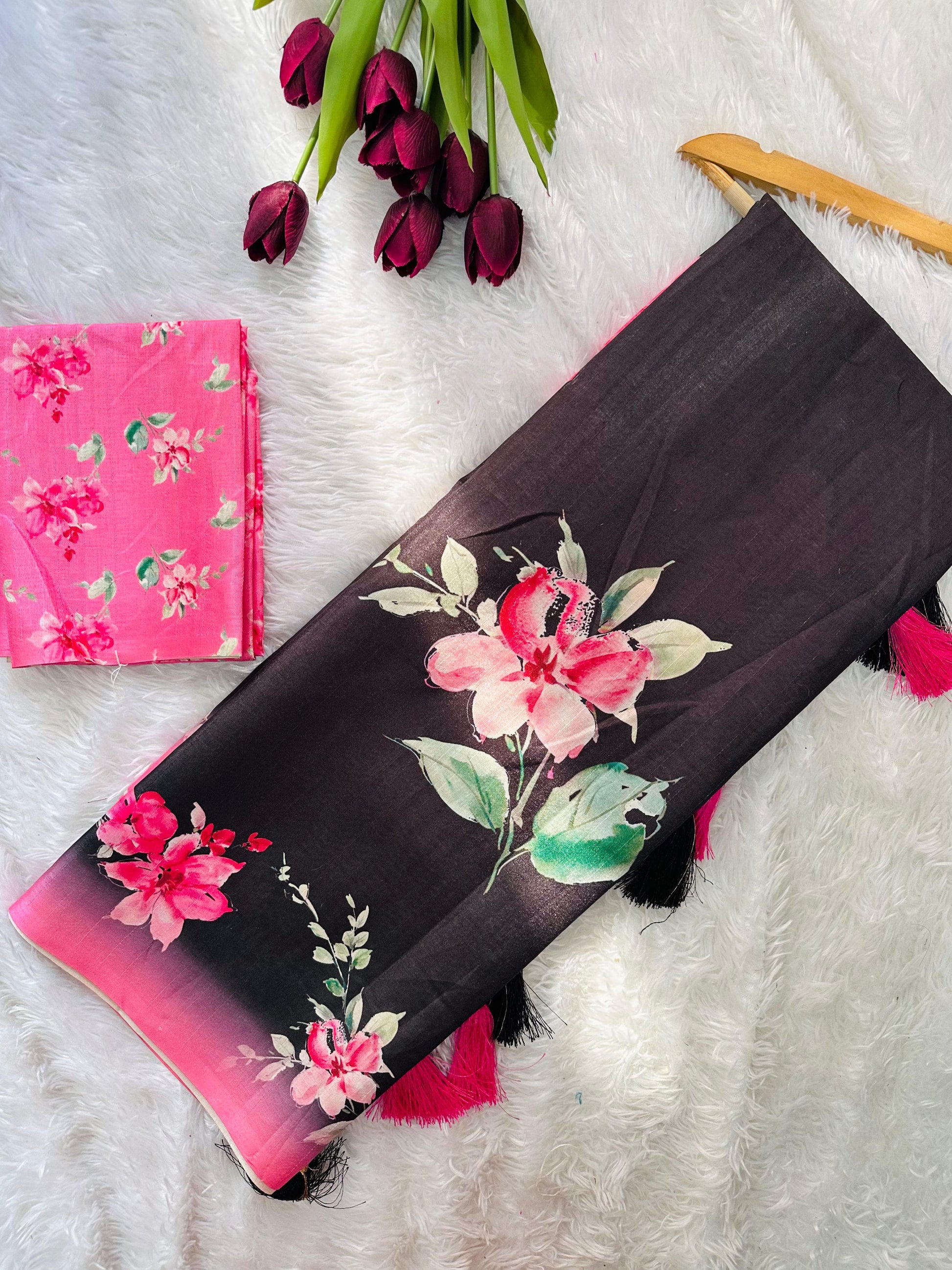 Product Image - Exclusive Tussar Silk Saree with Floral Pattern