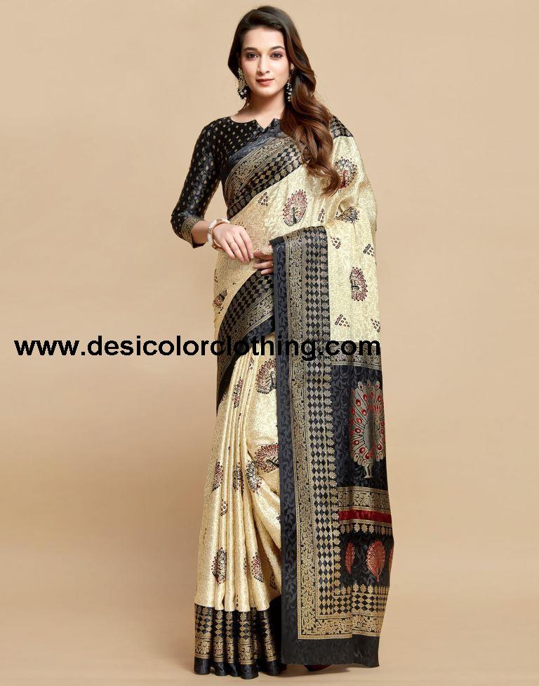 Cream Silk Saree
