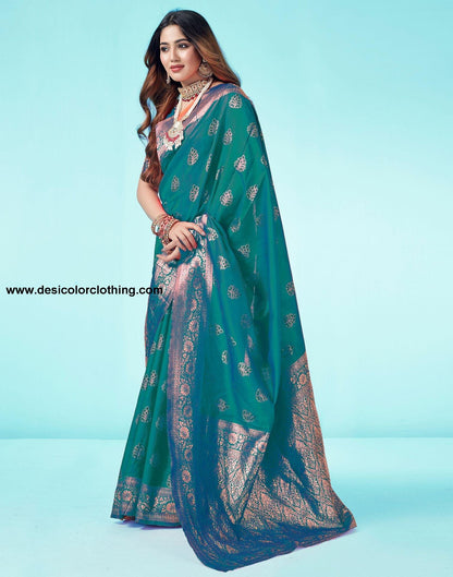 Rama Green Jacquard Silk Saree