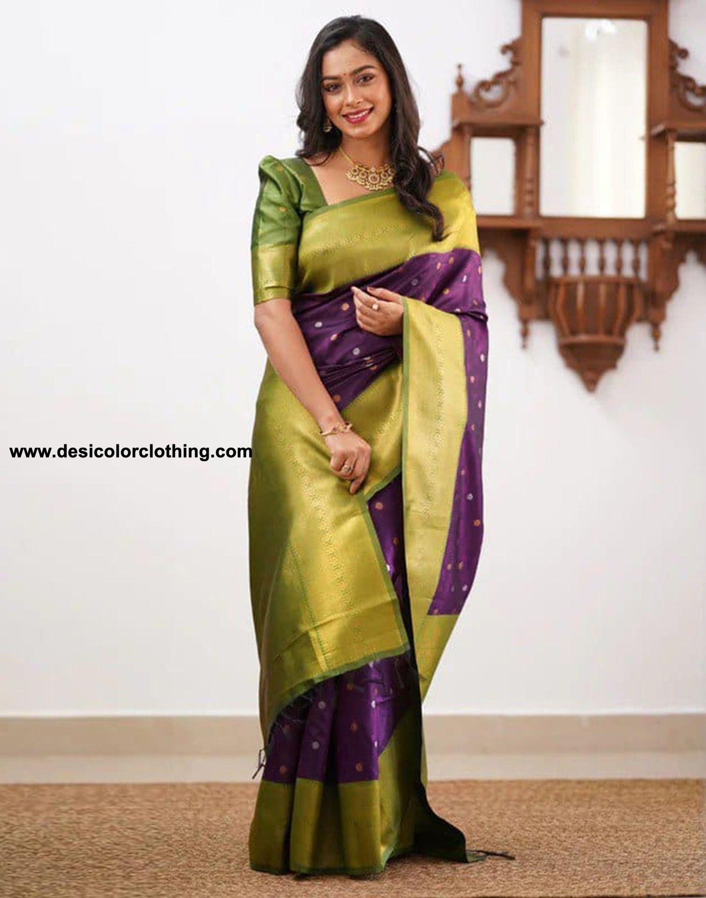 Dark Purple Jacquard Silk Saree