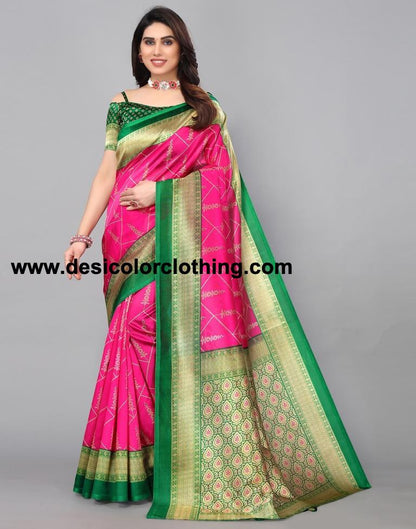 Pink Banarasi Silk Saree