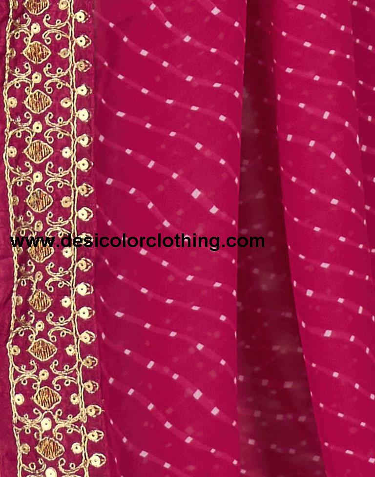 Rani Pink Printed Georgette Saree