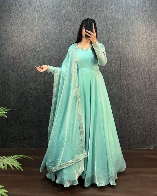 Product Image - Elegant Anarkali Space Silk Suit - 1
