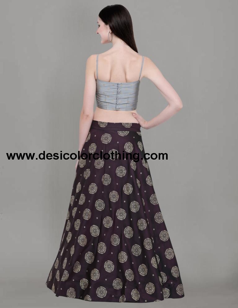 Beguiling Purple Coloured Poly Silk Foil Printed Casual Wear Lehenga