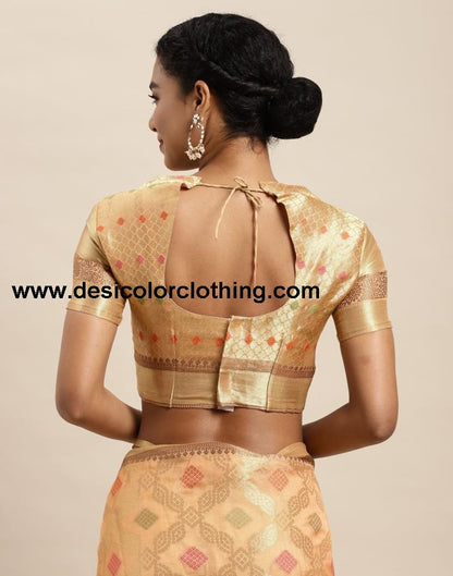 Peach Organza Saree