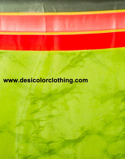 Parrot Green Georgette Printed  Saree