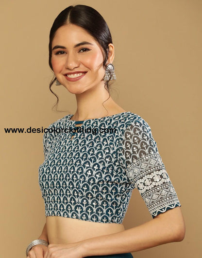 Teal Green Georgette Saree