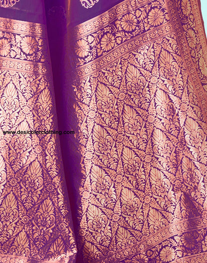 Dark Purple Jacquard Silk Saree