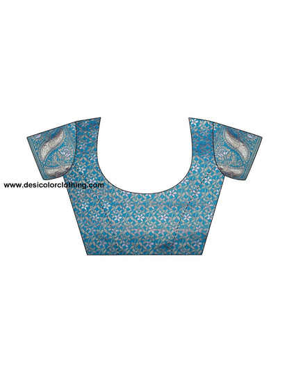 Graceful Blue Art Silk Saree with Plain Weaving Design