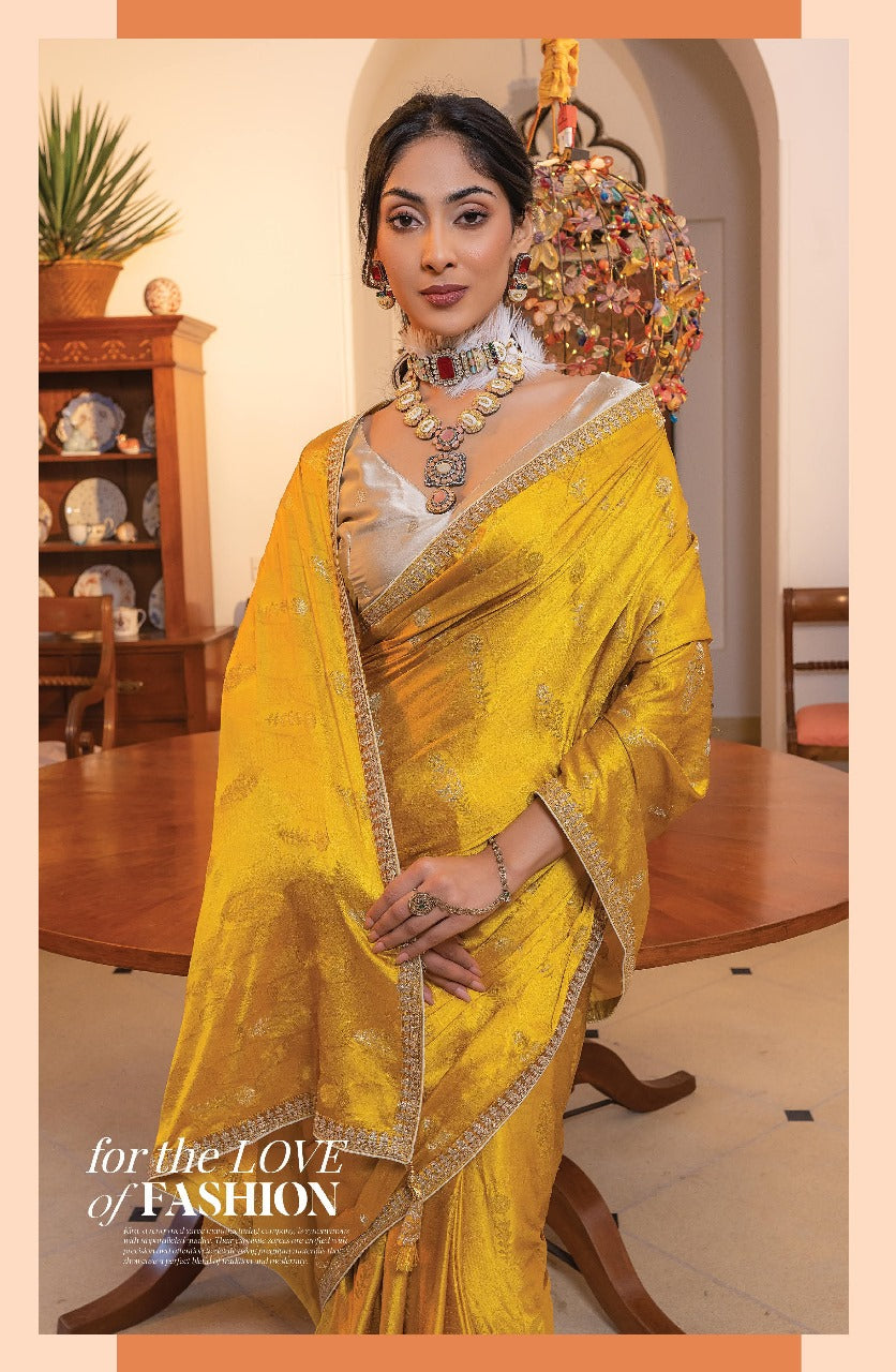 Product Image - Kamya Silk Designer Saree by Kira - Pure Satin with Hand Dyeing & Embroidery