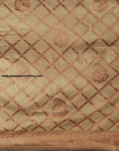 Brown Banarasi Silk Woven Saree With Tassels