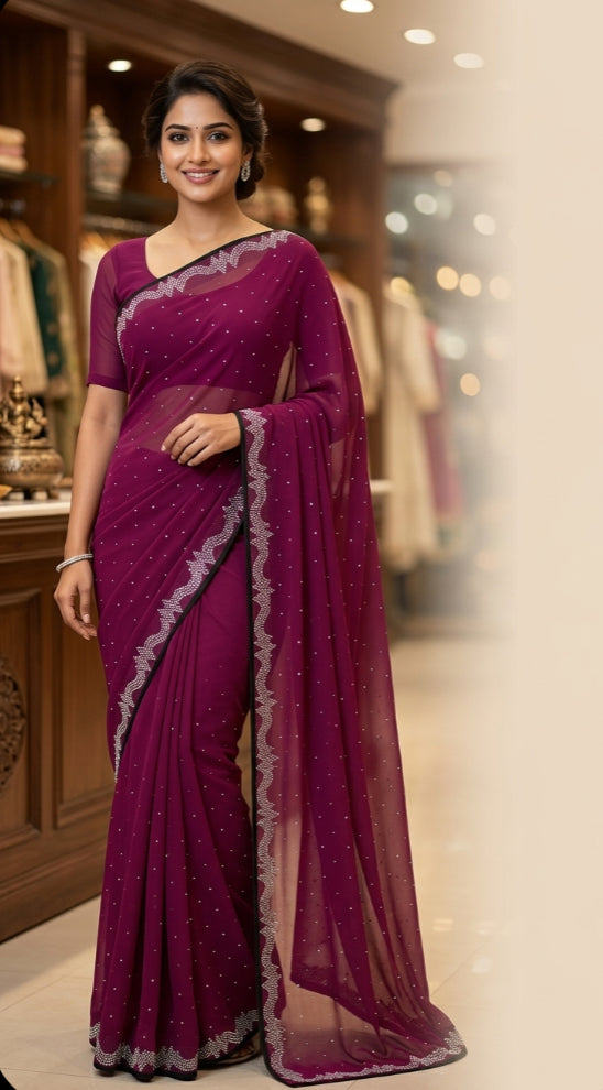 Product Image - Elegant Georgette Saree for Stylish Parties - 3