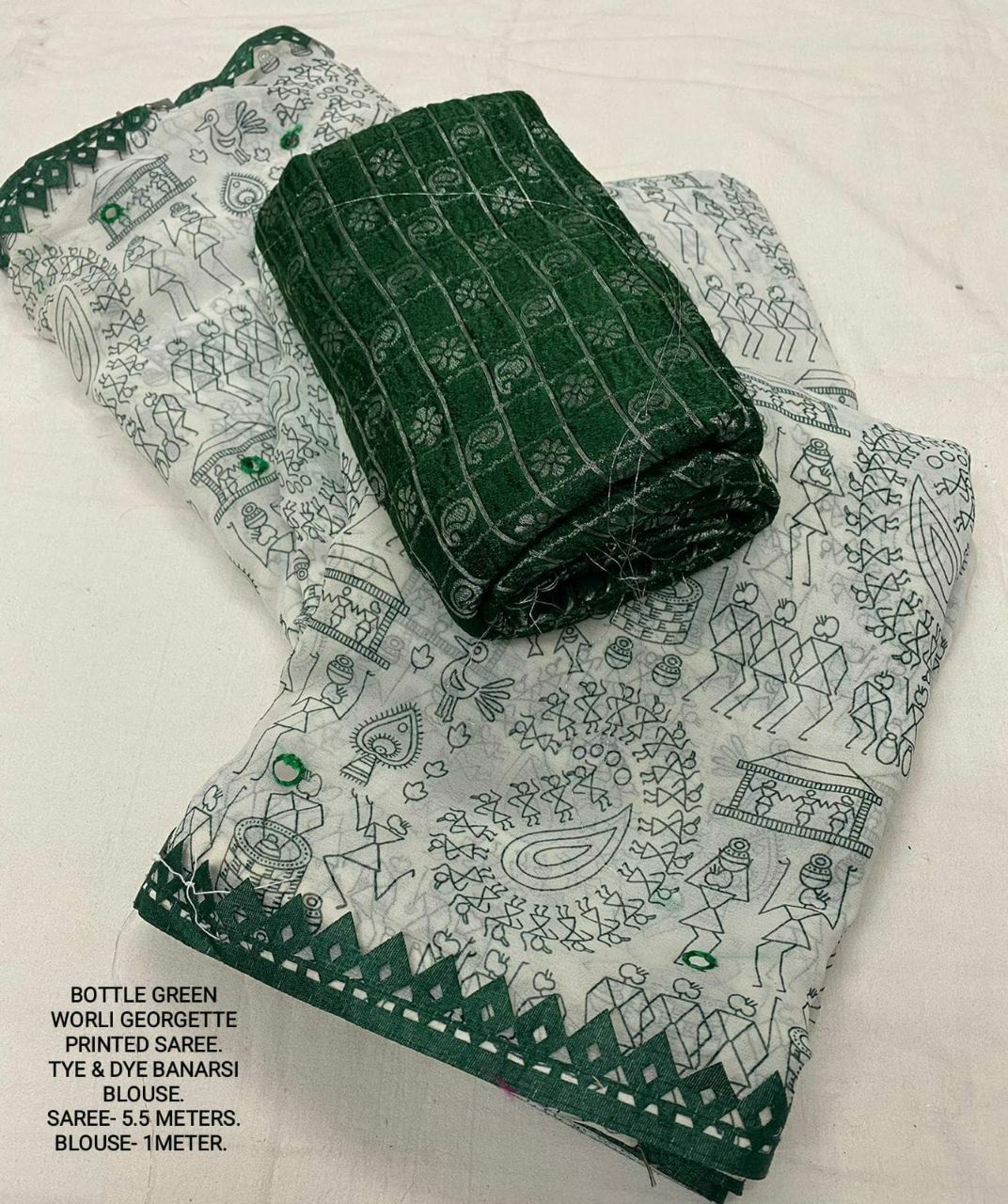 Product Image - Elegant Worli Georgette Saree with Aari Mirror Work
