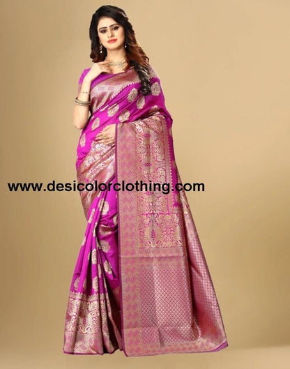 Pink Jacquard Banarasi Silk Saree