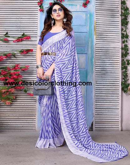 Violet Georgette Printed Saree