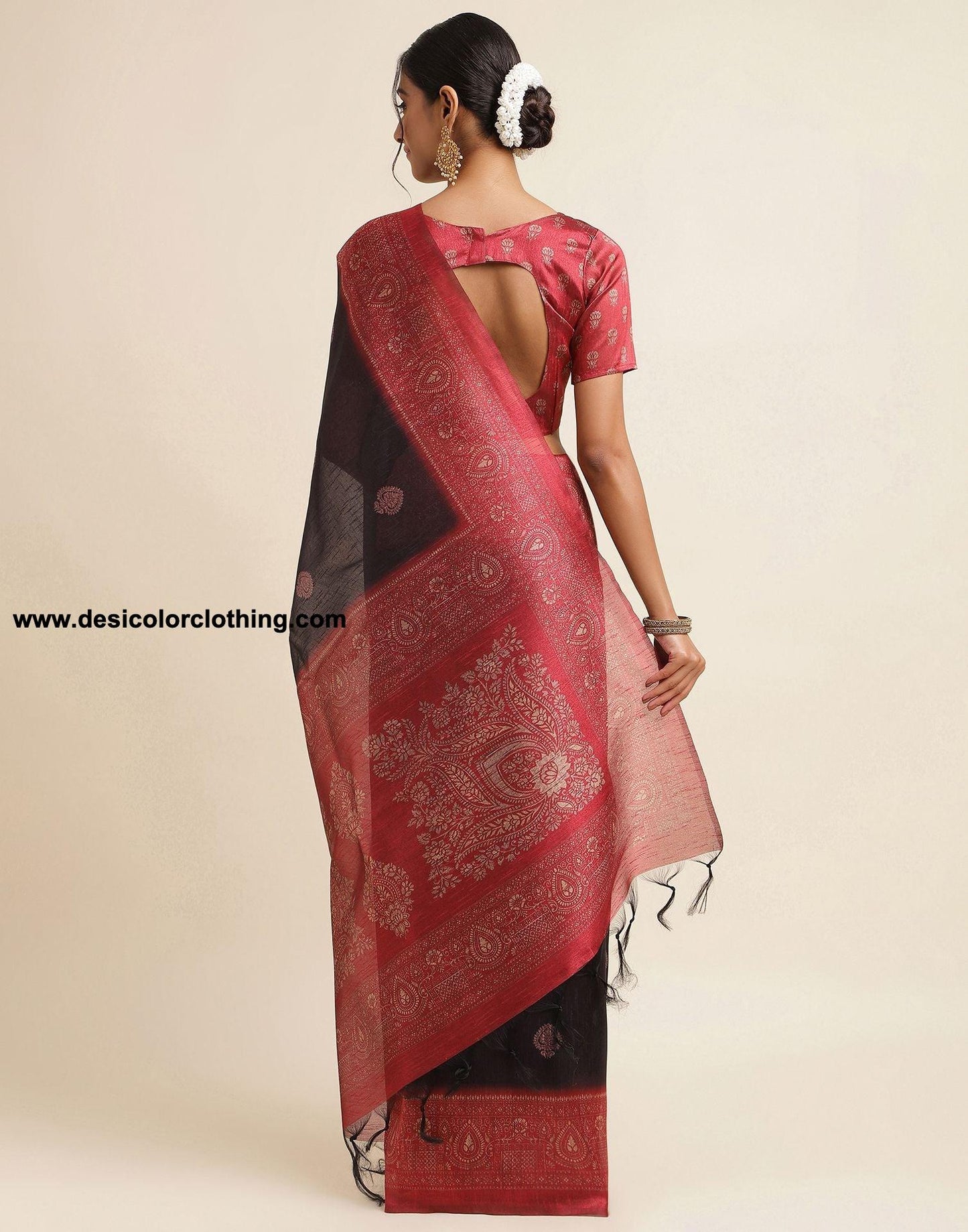 Black Silk Printed Saree