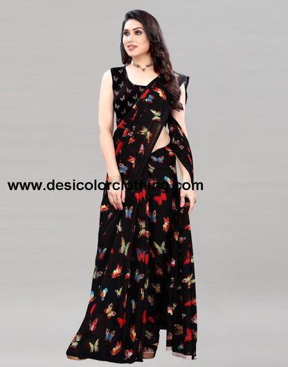 Black Printed Saree | 2098S668
