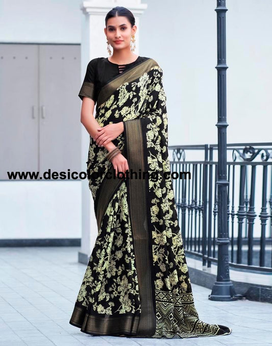 Black Silk Weaving Saree