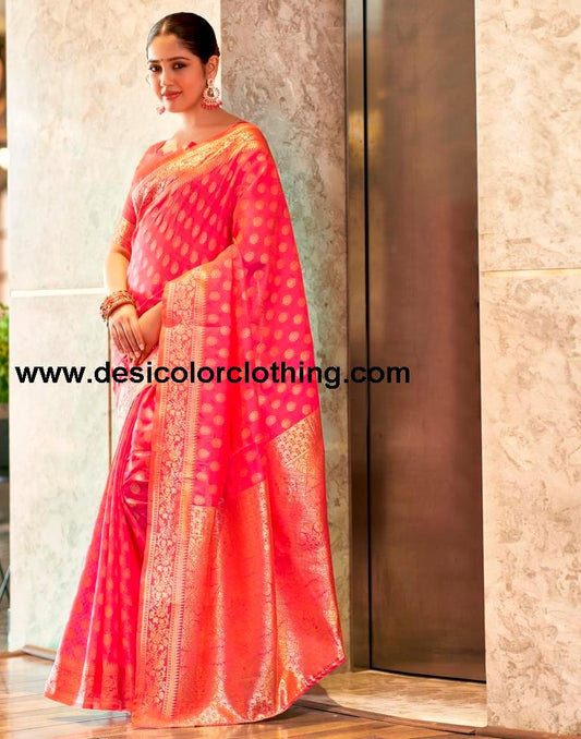 Pink Silk Weaving Saree