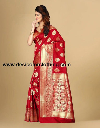 Red Jacquard Banarasi Silk Saree