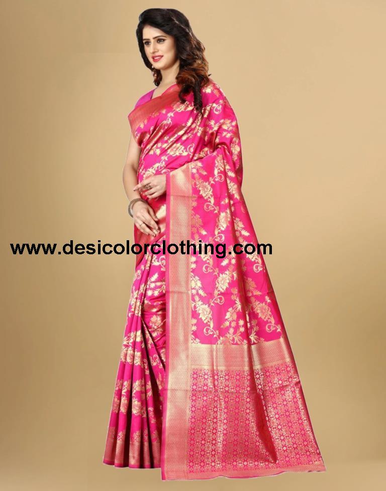 Pink Banarasi Silk Saree