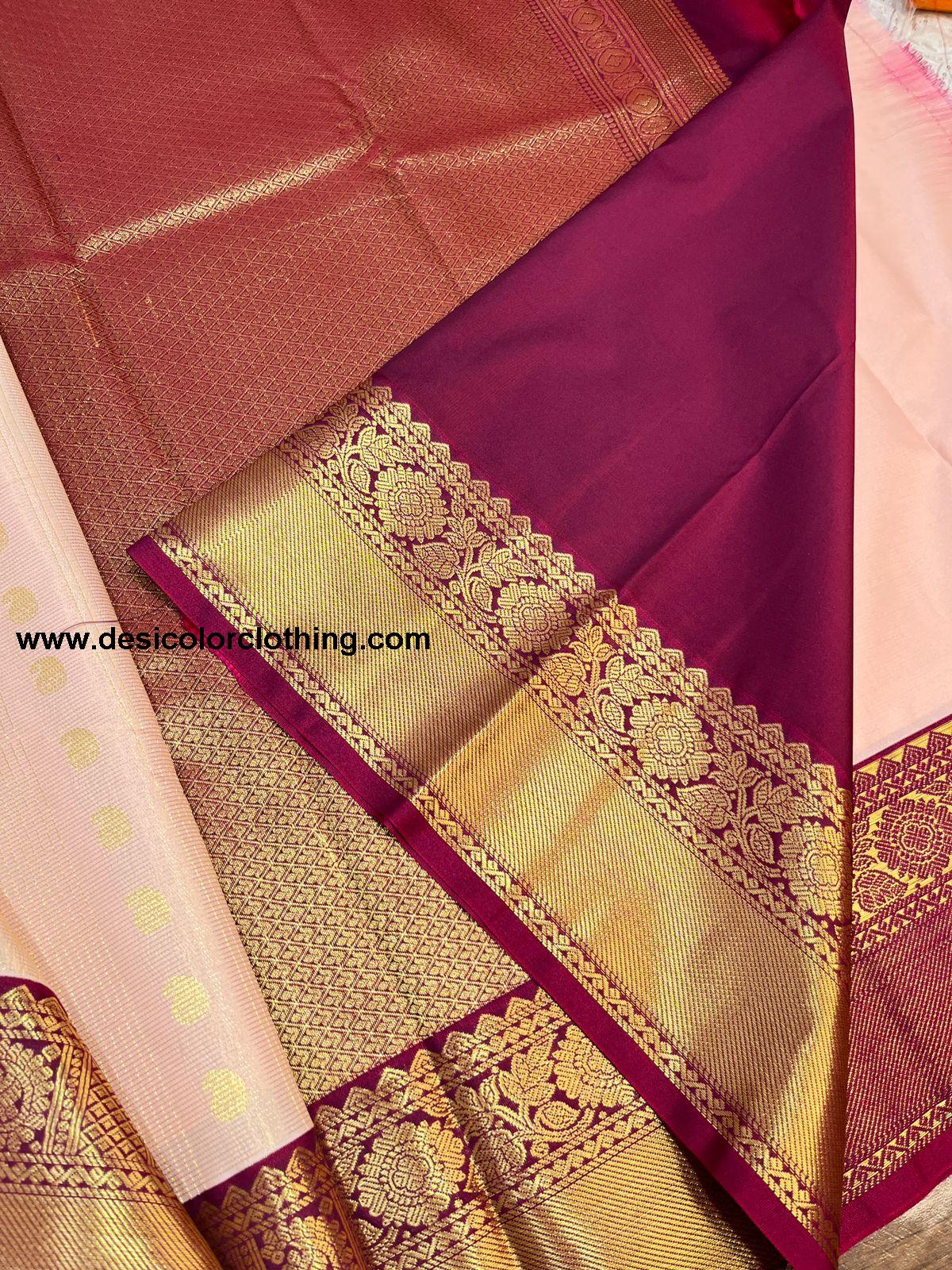 Semi Kanchi Saree with Free Shipping  - Brown