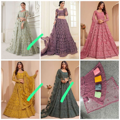 Designer Net Fully Stitched Lehengas – Sheer Elegance with Stunning Detai