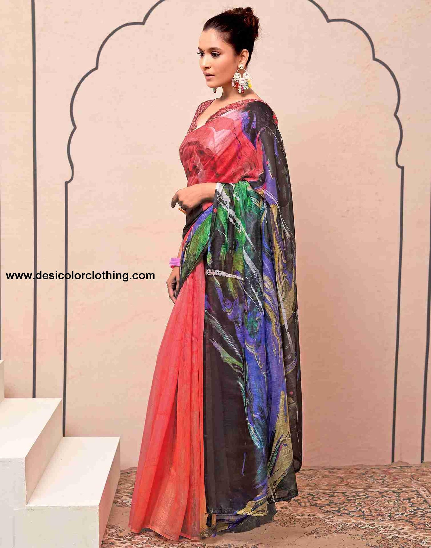 Black Cotton Printed Saree