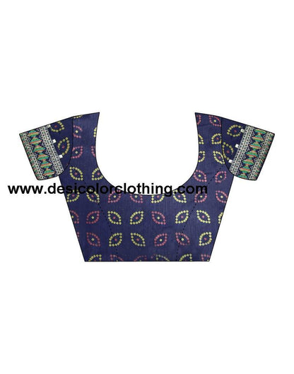 Royal Blue Chiffon Bandhani Saree