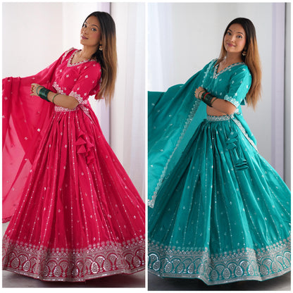 Product Image - Designer Lehengha - Shimmer Silk, Festival Ready