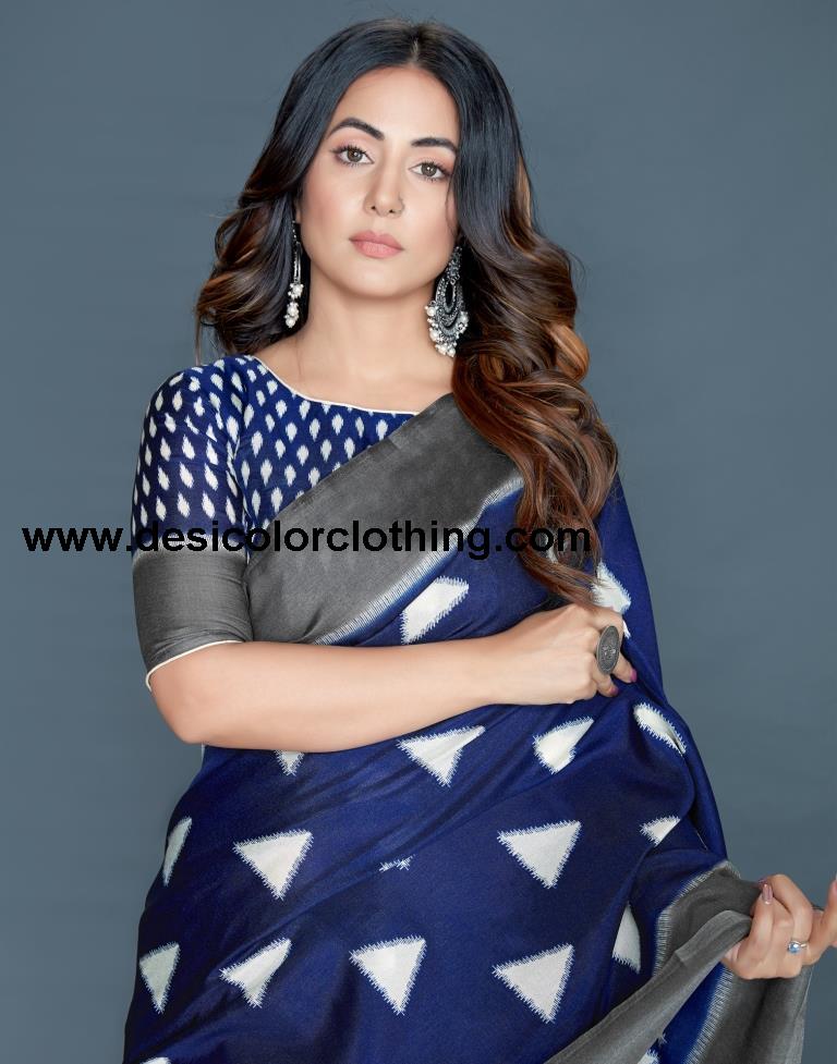 Blue Coloured Poly Silk Printed Casual saree