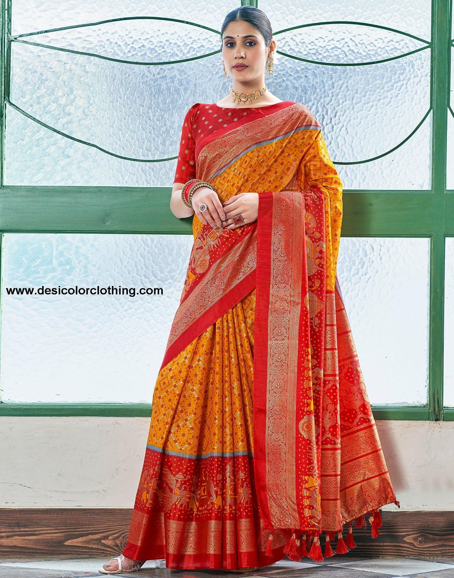 Turmeric Silk Printed Saree