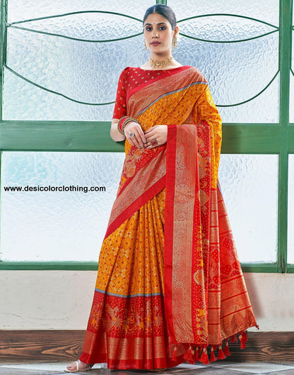 Turmeric Silk Printed Saree
