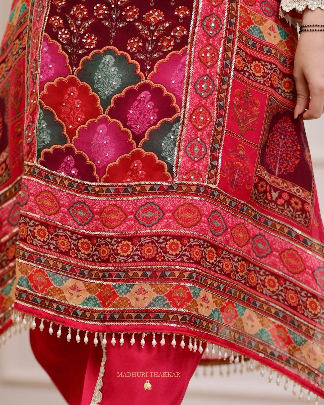 Product Image - Premium Chinnon Suit Set with Hand Embroidery and Digital Print Dupatta