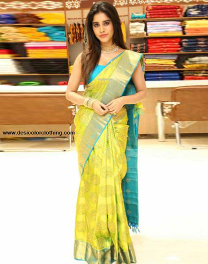 Yellow Banarasi Silk Saree