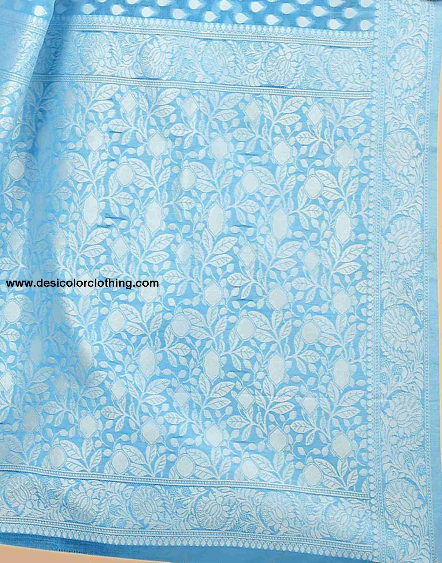 Blue Cotton Plain Saree