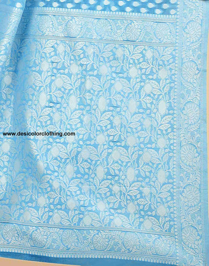Blue Cotton Plain Saree