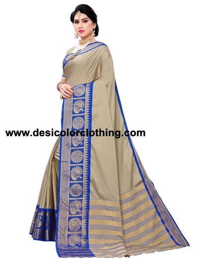 Grant Beige Coloured Poly Silk Jacquard Partywear saree
