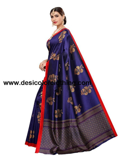 Blue Coloured Poly Silk Printed Casual saree